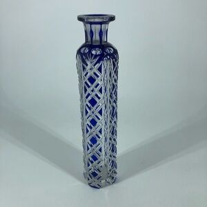 Vintage Blue Cut to Clear Crystal Perfume Bottle